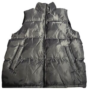 Mens Avirex Puffer Vest Black Metallic Ripstop Quilted Zip Up Large